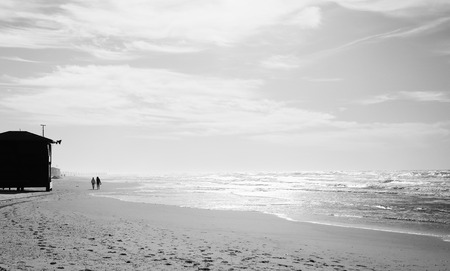 Wallpaper with winter beach in pastel colorsの写真素材