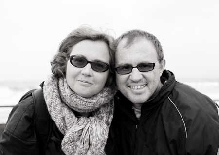Portrait of happy couple on vacationの写真素材