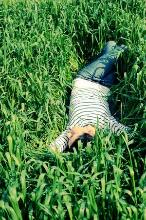 outdoor portrait of a beautiful middle aged womanの写真素材