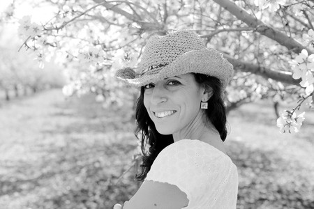 Portrait of beautiful woman outdoorsの写真素材