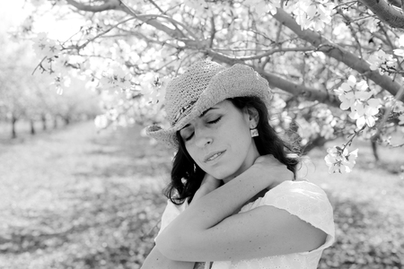 Portrait of beautiful woman outdoorsの写真素材