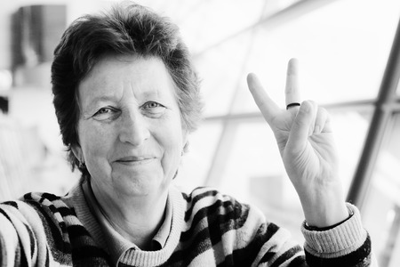 Portrait of beautiful 70 years old womanの写真素材