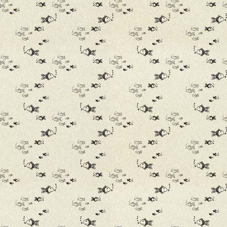 Seamless handmade pattern on paper texture backgroundの写真素材