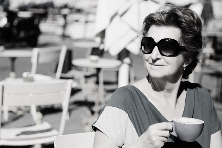 Outdoor portrait of 70 years old womanの写真素材