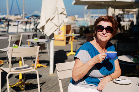 Outdoor portrait of 70 years old womanの写真素材