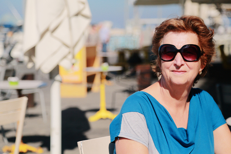 Outdoor portrait of 70 years old womanの写真素材