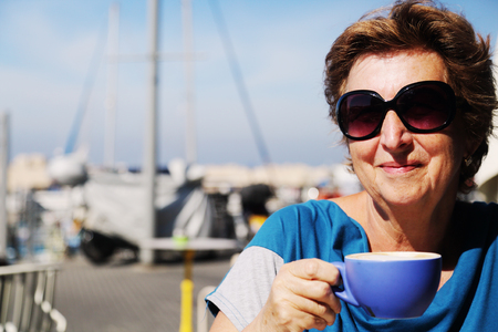 Outdoor portrait of 70 years old womanの写真素材
