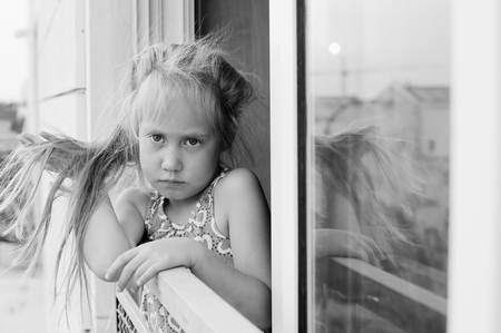 Portrait of cute 6 years old girlの写真素材