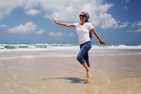 Outdoor portrait of 40 years old womanの写真素材