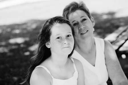 Portrait of mother and daughter. Positive human emotions, feelings, joy.の写真素材