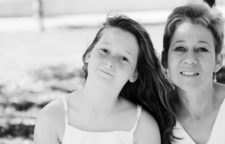 Portrait of mother and daughter. Positive human emotions, feelings, joy.の写真素材