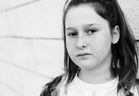 Portrait of teenage girl outdoorの写真素材