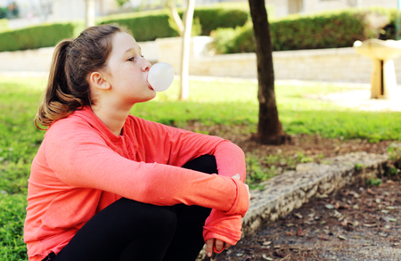 Teenager girl outdoorの写真素材