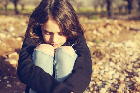 Portrait of teenage girl outdoorの写真素材