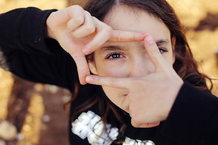 Portrait of teenage girl outdoorの写真素材