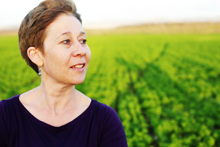 Portrait of beautiful mature woman outdoorsの写真素材