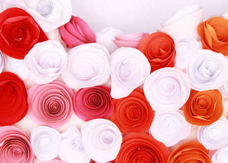 Artificial colorful rose that is handmade by paperの写真素材