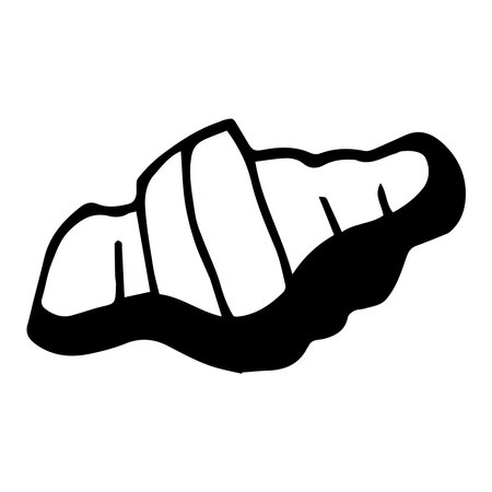 Vector croissant in doodle style. A bun for tea or coffee. Sweets. Nice bun. Croissant icon.のイラスト素材