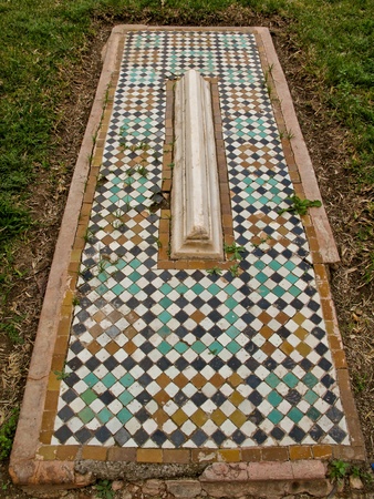 Saadian mosaic tombs in Marrakesh from the time of the sultan Ahmad al-Mansur  1578-1603 の写真素材