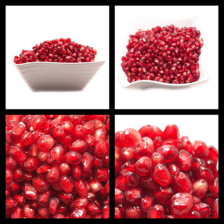 Collage of four fresh pomegranate seedsの写真素材