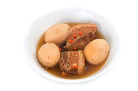 Thit Heo Kho Trung  Vietnamese caramelised pork belly with hard-boiled eggs braised in coconut waterの写真素材