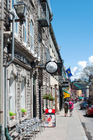 QUEBEC CITY - MAY18: A view of Saint-Louis street on May18, 2014 in Quebec City during a beautiful spring day. This street is located in the heart of Quebec city's historical quarters.のeditorial素材