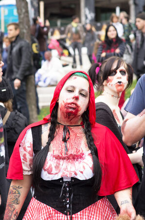 MONTREAL, QUEBEC, CANADA - OCTOBER 25 - Montreal Zombie Wal. A zombie walk is a public manifestation, where participants walk around dressed as zombies and have zombie makeup - 2014/10/25のeditorial素材