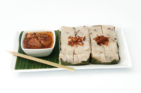 Banh Beo Hai Phong, Vietnamese steam rice cakes with pork balls and fried onions