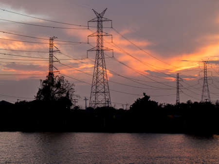 high voltage electrical pole structureの写真素材