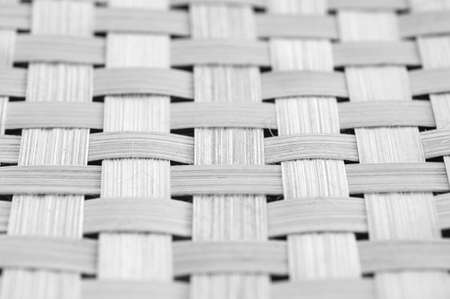 Black and white Close-up handmade bamboo weave texture deep of field backgroundの写真素材