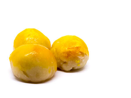 Chinese pastry or moon cake , Chinese festival dessert on white backgroundの写真素材