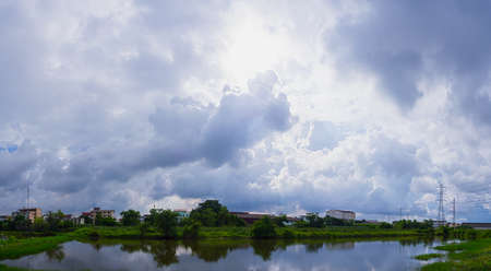 Lanscape view river and cloud on blue sky,Panoramic city cloud and riverの写真素材