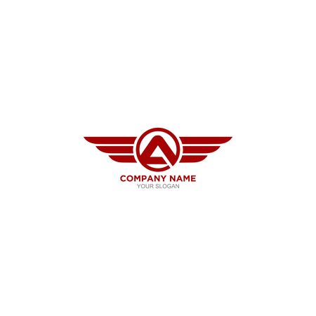 Letter A Red Wings Logo Design Vectorのイラスト素材