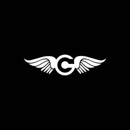 Letter G in wings angelのイラスト素材