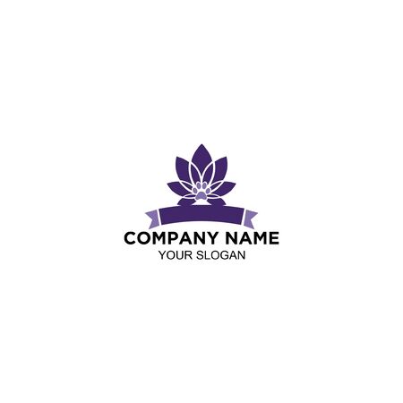 purple lotus flower logo design vectorのイラスト素材