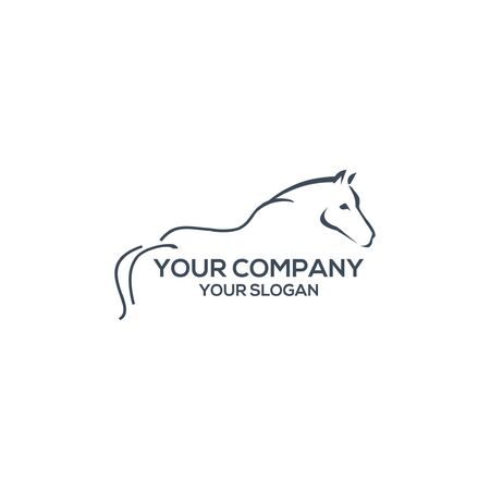 simple line of horse logo designのイラスト素材