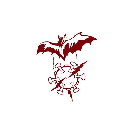 bat carry coronavirus illustration designのイラスト素材
