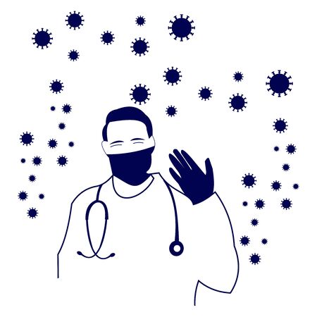 doctor with mask and stethoscope coronavirusのイラスト素材
