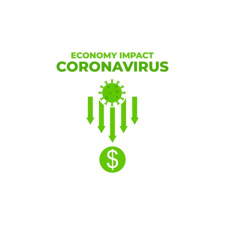 economy impact economy down and fall because coronavirusのイラスト素材