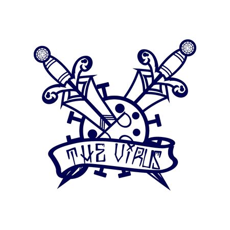 sword coronavirus vintage illustration designのイラスト素材