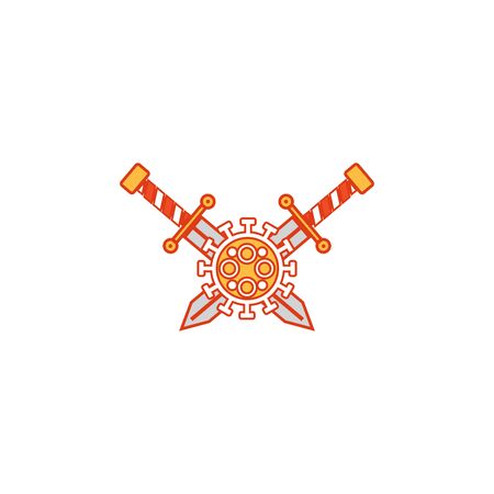 the sword pierced the coronavirus vector illustrationのイラスト素材