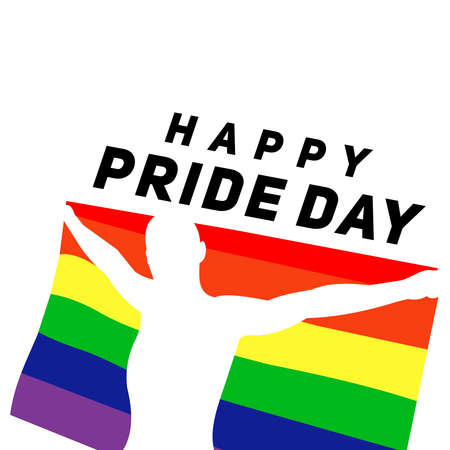 Happy Pride Day, People with Flag Backgroundのイラスト素材