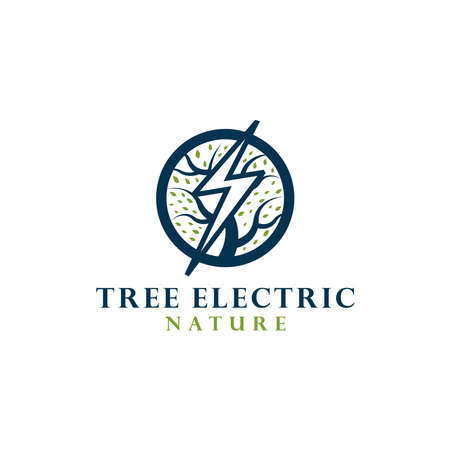 Tree Electric Nature Logo Design Vectorのイラスト素材
