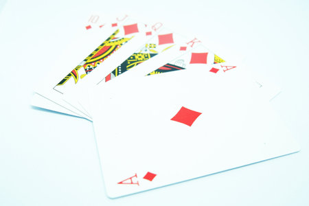 Diamond Royal Flush (All the same suit, sequence A-K-Q-J-T) in white background