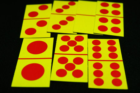 all Double cards in domino cards. Any four of the seven doublesの写真素材