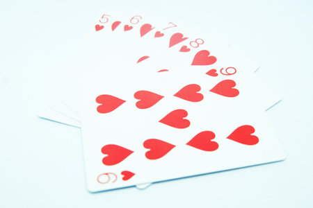 Heart Straight Flush (Any sequence all the same suit, for instance 9-8-7-6-5) in white background