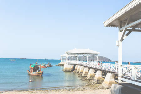 Asdang Bridge in The Palace of King Rama 5 of Thailand.At Koh Sichang Island in Chonburi Thailandのeditorial素材