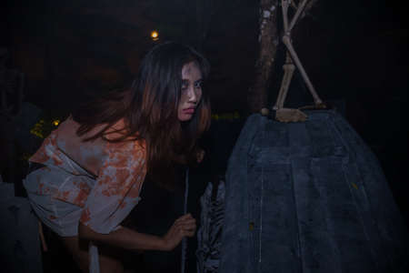 BANGKOK, THAILAND - OCTOBER 31, 2014: People take part in the Zombie at the chocolate ville park and restaurant on BANGKOK, THAILAND - OCTOBER 31, 2014.のeditorial素材