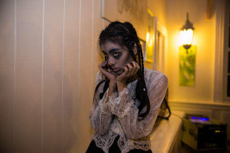 BANGKOK, THAILAND - OCTOBER 31, 2014: People take part in the Zombie at the chocolate ville park and restaurant on BANGKOK, THAILAND - OCTOBER 31, 2014.のeditorial素材