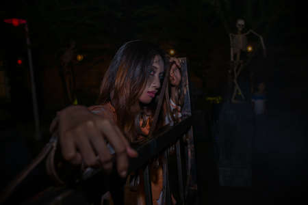 BANGKOK, THAILAND - OCTOBER 31, 2014: People take part in the Zombie at the chocolate ville park and restaurant on BANGKOK, THAILAND - OCTOBER 31, 2014.のeditorial素材